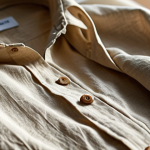 **

A photo of a linen shirt with pronounced, angular folds. Focus on the texture of the linen and the sharp light and shadow defining the creases. Natural light source, capturing the stiffness of the fabric.

**