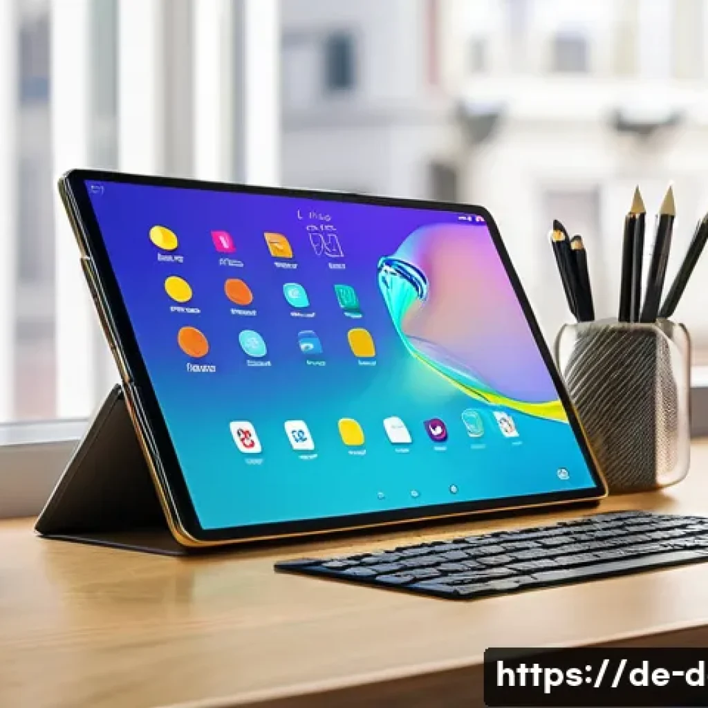 갤럭시탭 S 시리즈 아트 성능 - A creative professional workspace featuring a Samsung Galaxy Tab S8 Ultra with a vibrant