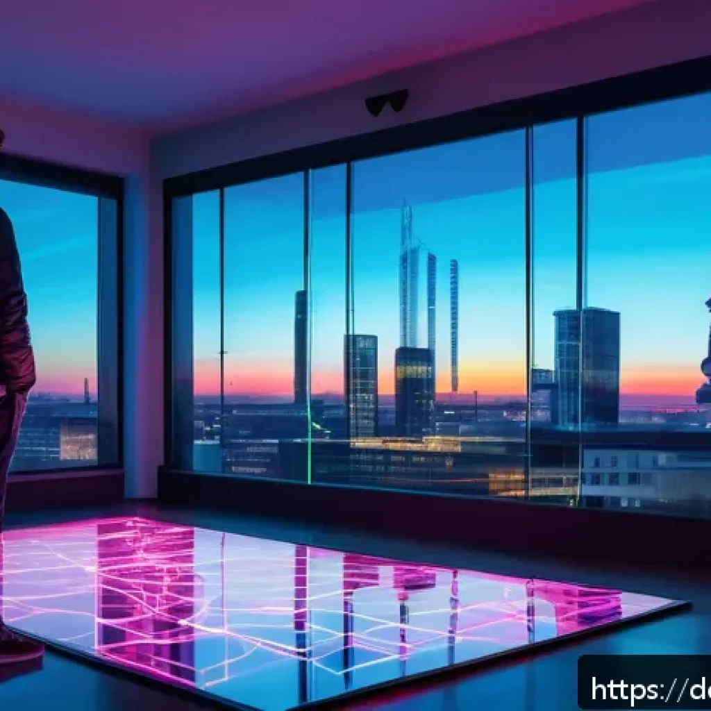 디지털아트의 미래 전망 - A futuristic art studio scene in Berlin, showing a contemporary digital artist collaborating with an...